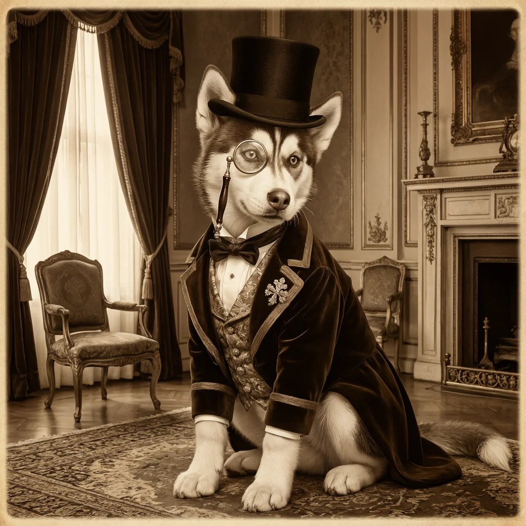 Siberian Husky Victorian Portrait: A Majestic Transformation 🎩