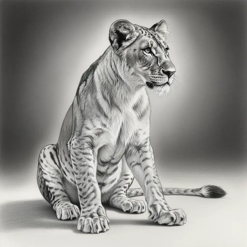 Custom Lion Cub sketch portrait - turn pet photo into art